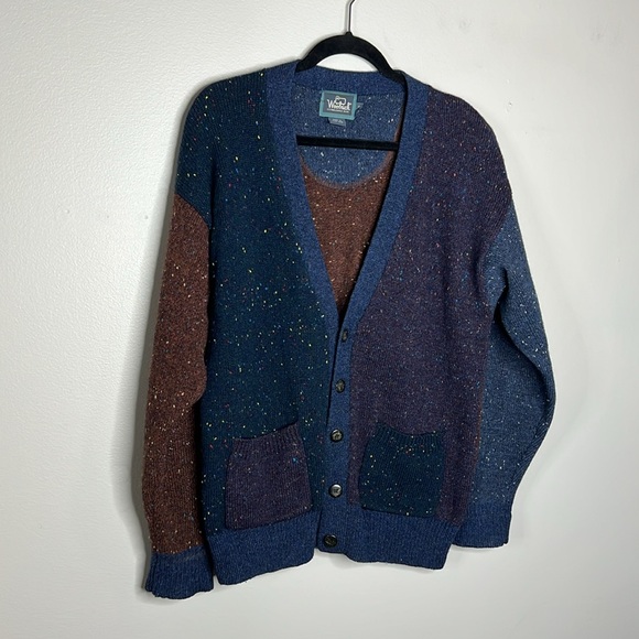 Vintage WOOLRICH Color blocked Grandpa Sweater size Small - Picture 3 of 12